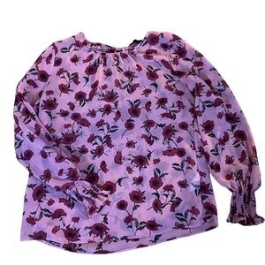 Dynamite Women’s Pink Floral Pink Sheer Long Sleeve Blouse Size Medium